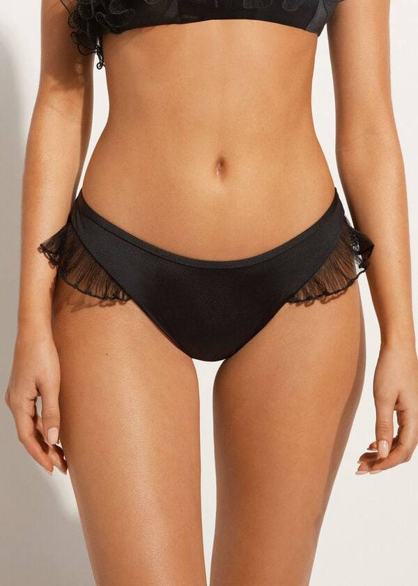 Calzedonia High Cut Brazilian Singapore Bikinibroekjes Dames Zwart | NL2798QZ