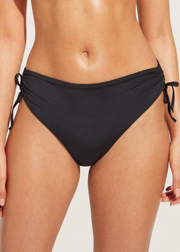 Calzedonia High-Taille Drawstring Indonesia Bikinibroekjes Dames Zwart | NL2736KI