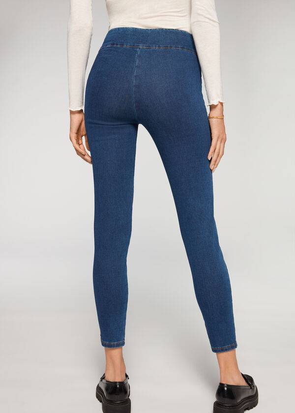 Calzedonia High Taille Mager Denim Leggings Dames Blauw | NL1533WY