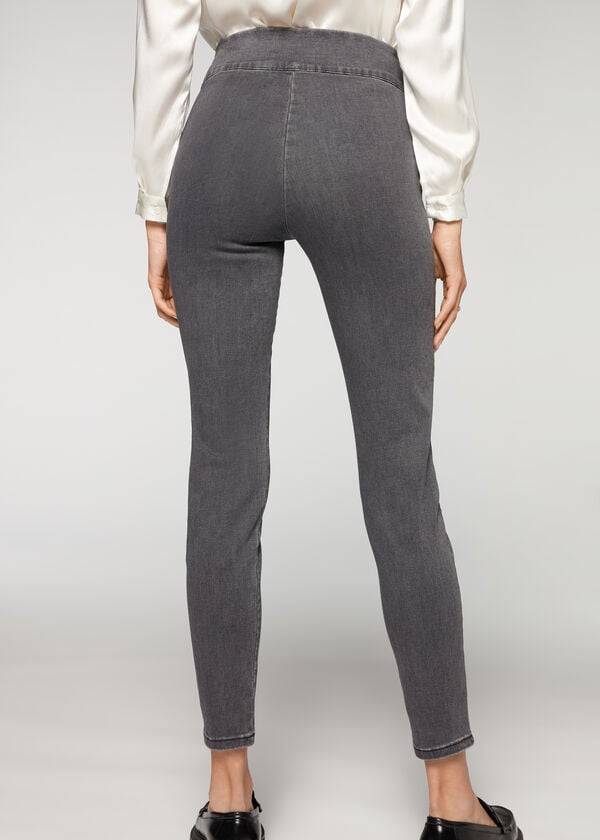 Calzedonia High Taille Mager Denim Leggings Dames Grijs | NL1535RW