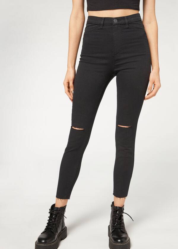 Calzedonia High-Taille Mager Jeans Dames Zwart | NL1590UT