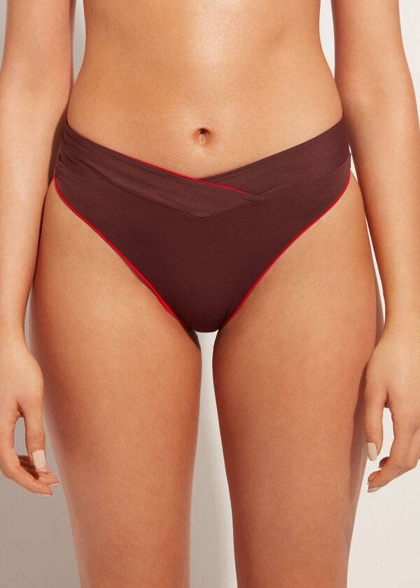 Calzedonia High-Taille V-Cut Brazilian Indonesia Bikinibroekjes Dames Rood | NL2726WY