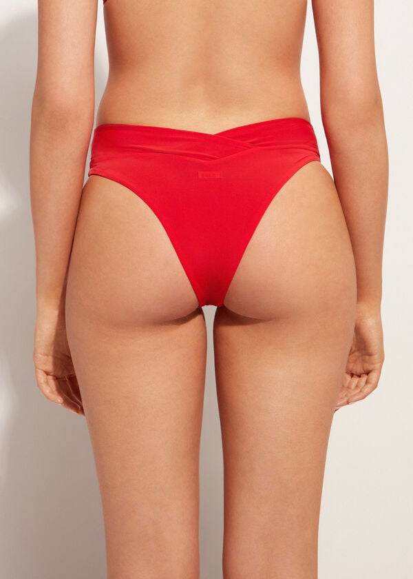 Calzedonia High-Taille V-Cut Brazilian Indonesia Bikinibroekjes Dames Rood | NL2726WY