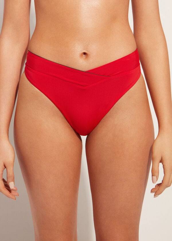 Calzedonia High-Taille V-Cut Brazilian Indonesia Bikinibroekjes Dames Rood | NL2726WY