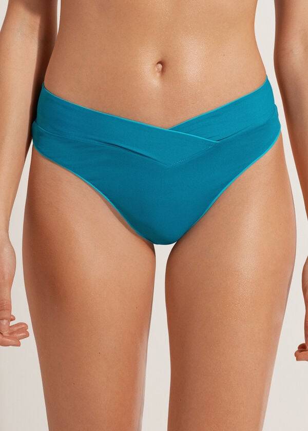 Calzedonia High-Taille V-Cut Brazilian Indonesia Bikinibroekjes Dames Turquoise | NL2727QZ