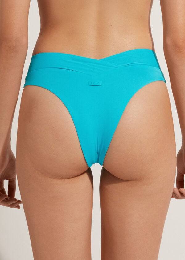 Calzedonia High-Taille V-Cut Brazilian Indonesia Bikinibroekjes Dames Turquoise | NL2727QZ