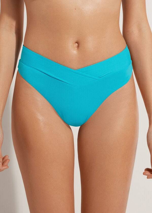 Calzedonia High-Taille V-Cut Brazilian Indonesia Bikinibroekjes Dames Turquoise | NL2727QZ