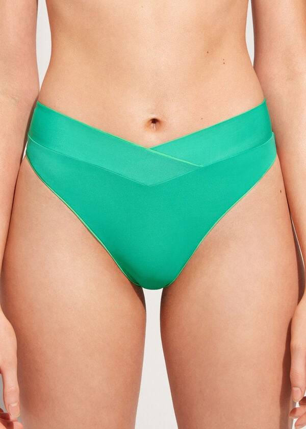 Calzedonia High-Taille V-Cut Brazilian Indonesia Bikinibroekjes Dames Groen | NL2729NB