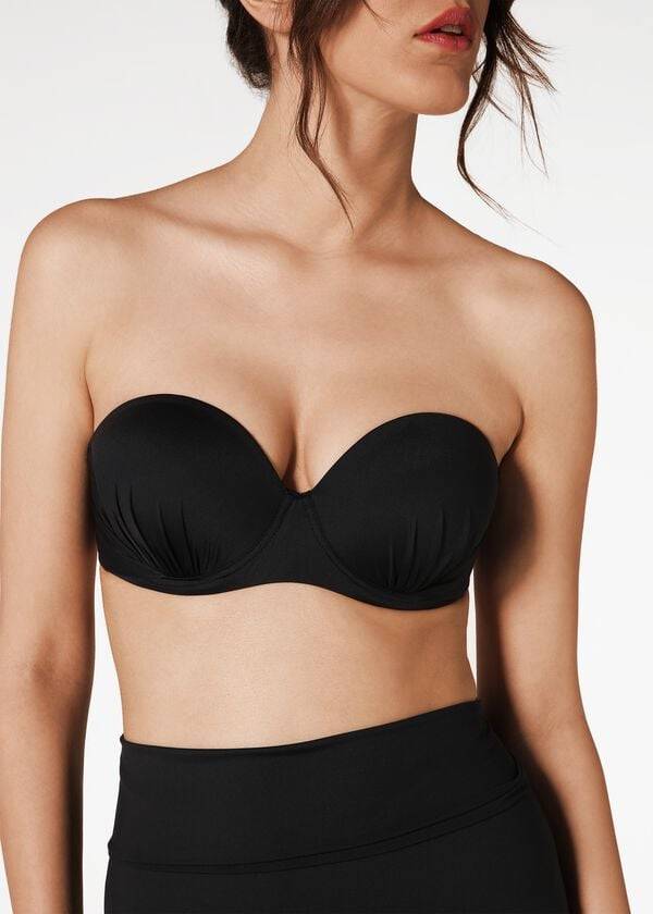 Calzedonia Indonesia Push-Up Bandeau Bikinitopjes Dames Zwart | NL2416FM