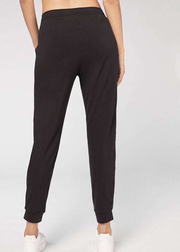 Calzedonia Jogger in Ultra Light Supima Katoenen Broek Dames Zwart | NL1457RW