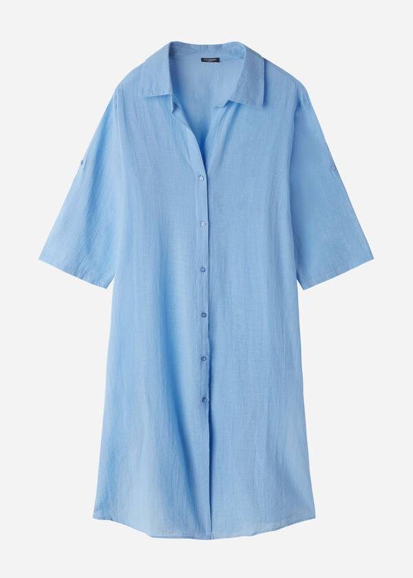 Calzedonia Katoenen Maxi Shirt Cover-ups Dames Blauw | NL2122LH