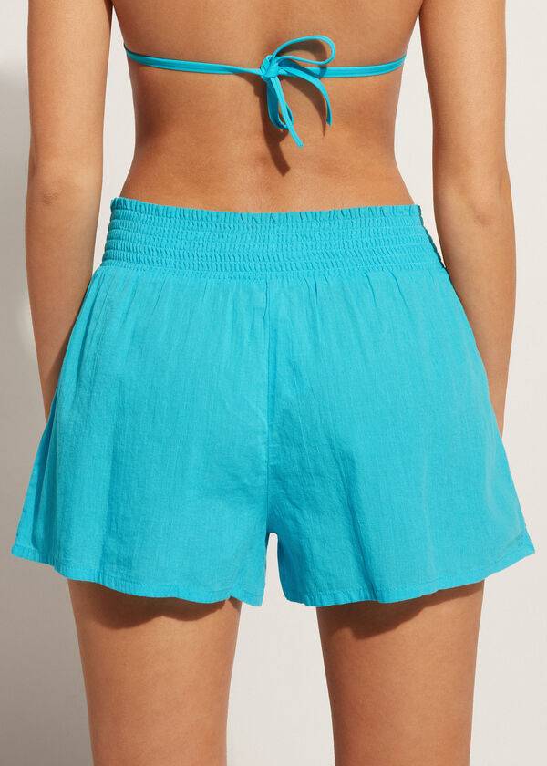 Calzedonia Katoenen Shorts Cover-ups Dames Turquoise Groen | NL2064DN