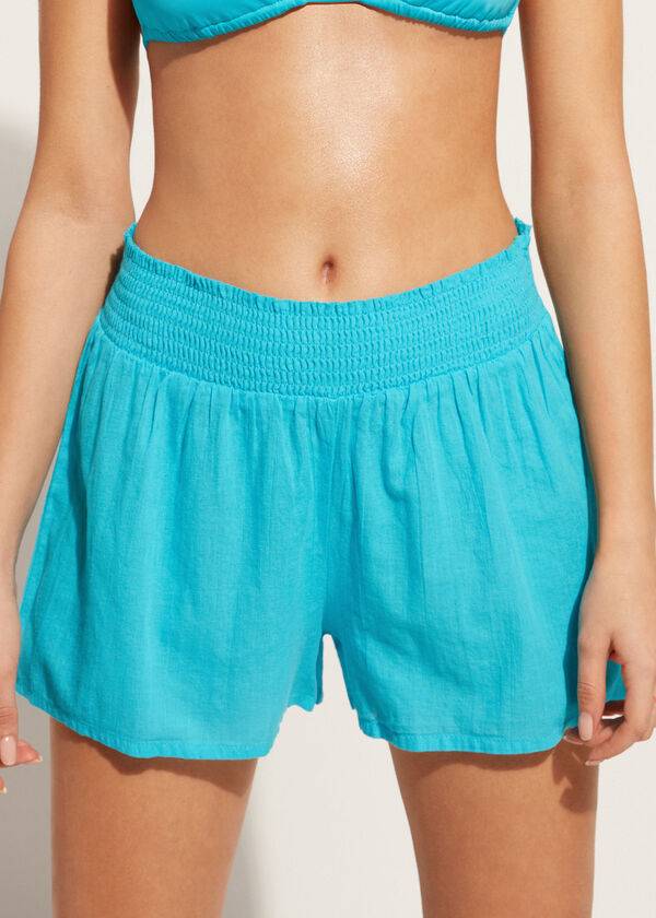 Calzedonia Katoenen Shorts Cover-ups Dames Turquoise Groen | NL2064DN