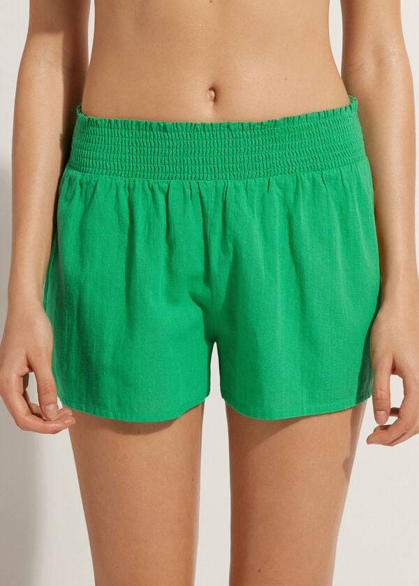 Calzedonia Katoenen Shorts Cover-ups Dames Groen | NL2065FM