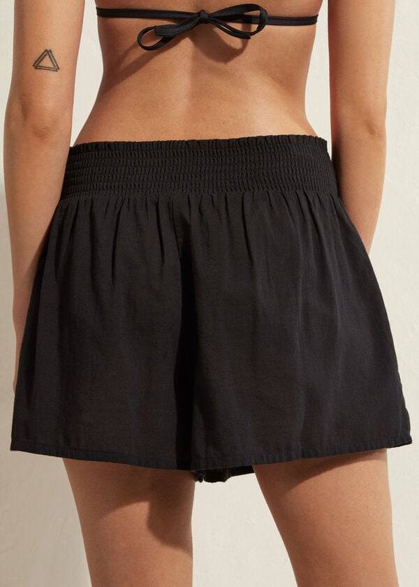 Calzedonia Katoenen Shorts Cover-ups Dames Zwart | NL2066GL