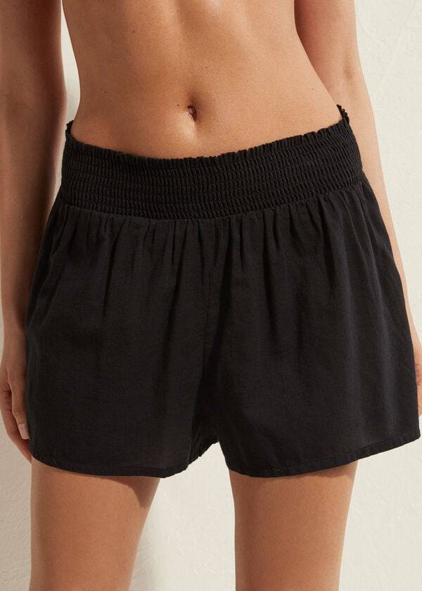 Calzedonia Katoenen Shorts Cover-ups Dames Zwart | NL2066GL