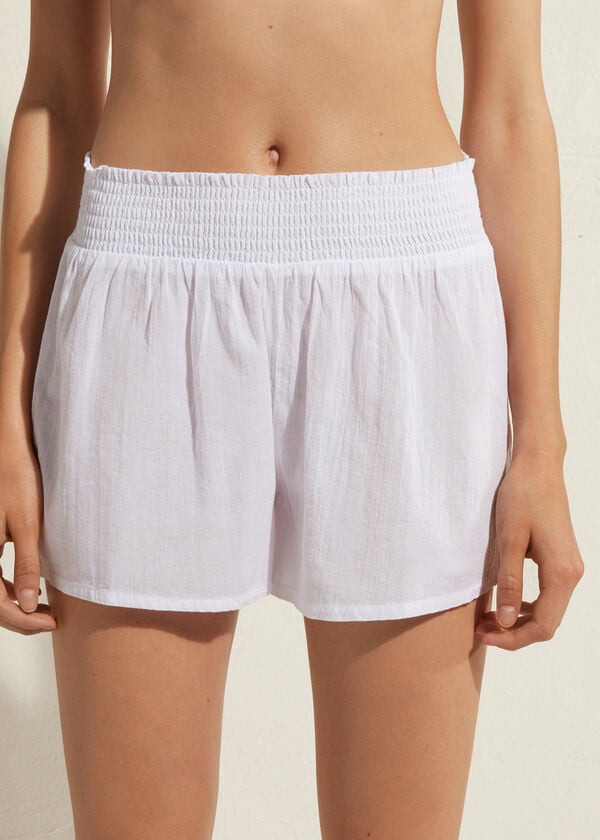 Calzedonia Katoenen Shorts Cover-ups Dames Wit | NL2067HK