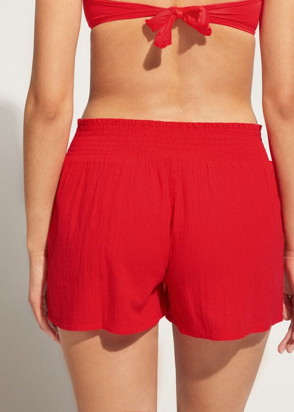 Calzedonia Katoenen Shorts Cover-ups Dames Rood | NL2069KI