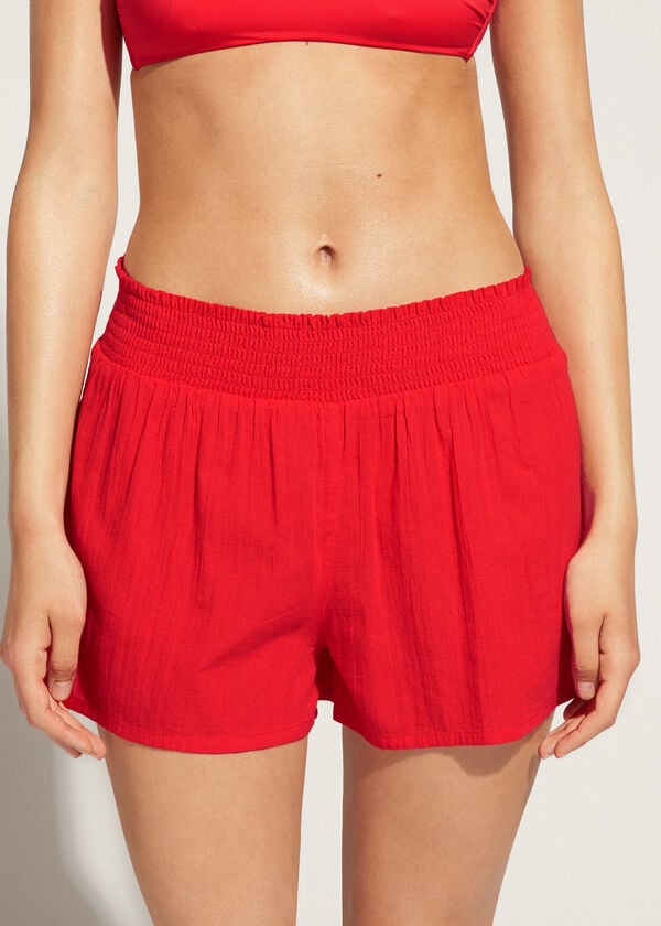 Calzedonia Katoenen Shorts Cover-ups Dames Rood | NL2069KI