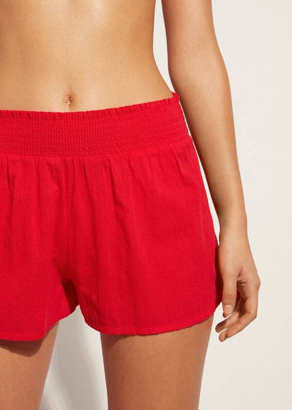 Calzedonia Katoenen Shorts Sexy Cover-ups Dames Rood | NL2063SO