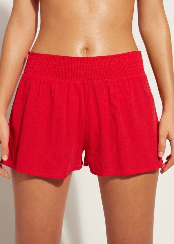 Calzedonia Katoenen Shorts Sexy Cover-ups Dames Rood | NL2063SO