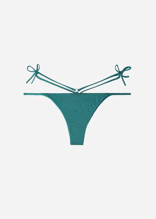 Calzedonia Lamé Brazilian Side String Hollywood Bikinibroekjes Dames Groen | NL2705TV