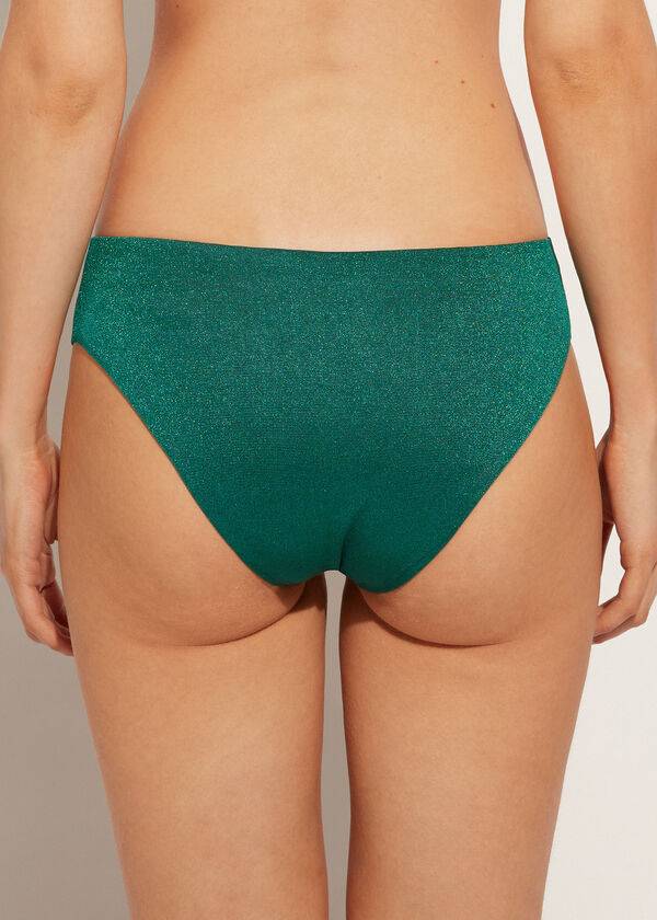 Calzedonia Lamé High Taille Hollywood Bikinibroekjes Dames Groen | NL2703UT