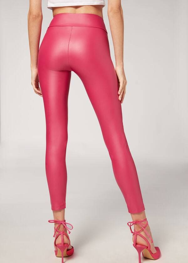 Calzedonia Leren Effect Leggings Dames Roze | NL1527CE