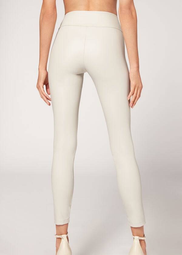 Calzedonia Leren Effect Leggings Dames Wit | NL1526XF