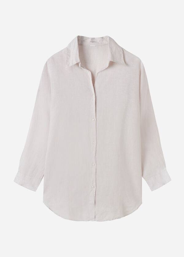 Calzedonia Linen Shirt Cover-ups Dames Beige | NL2094JJ