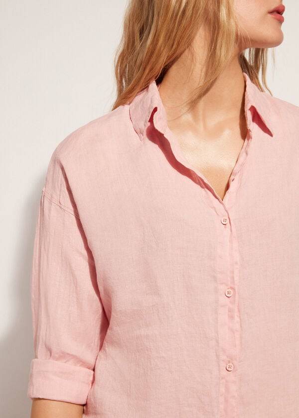 Calzedonia Linen Shirt Cover-ups Dames Goud | NL2093HK