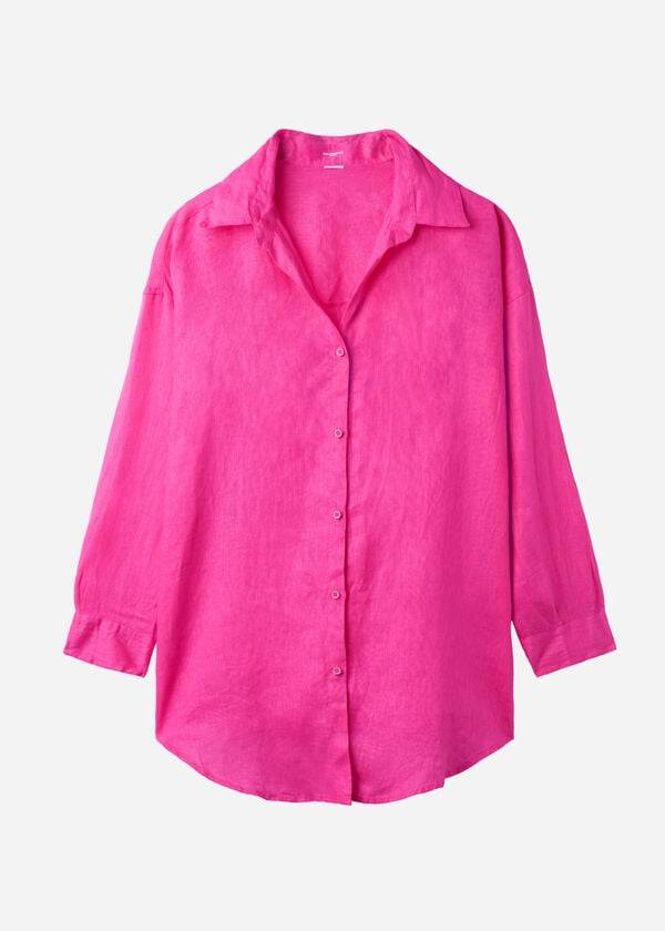 Calzedonia Linen Shirt Cover-ups Dames Roze | NL2095KI