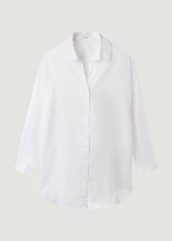 Calzedonia Linen Shirt Cover-ups Dames Wit | NL2098XF