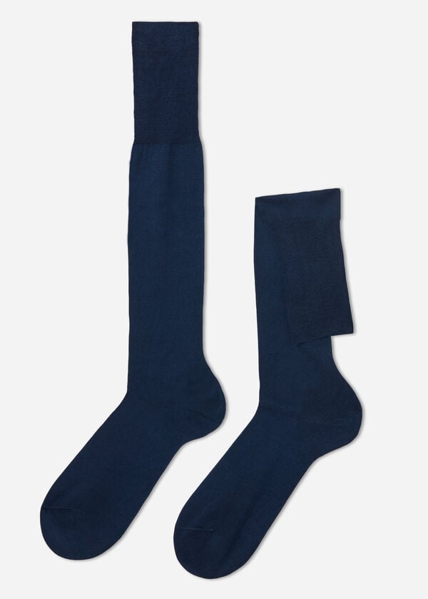 Calzedonia Lisle Thread Long Sokken Heren Donkerblauw | NL1426NB