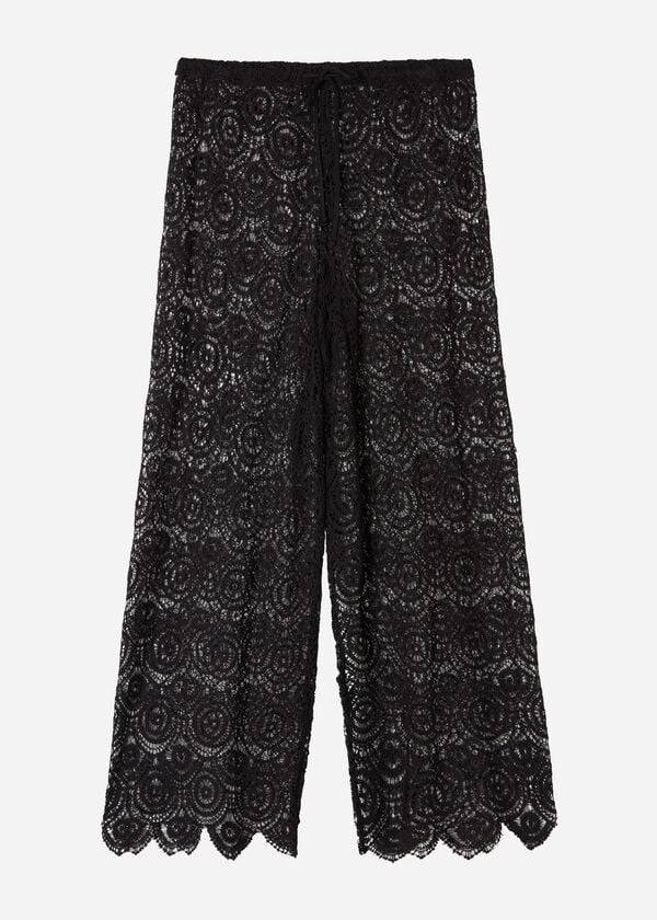 Calzedonia Long Crochet Pants Cover-ups Dames Zwart | NL2058UT