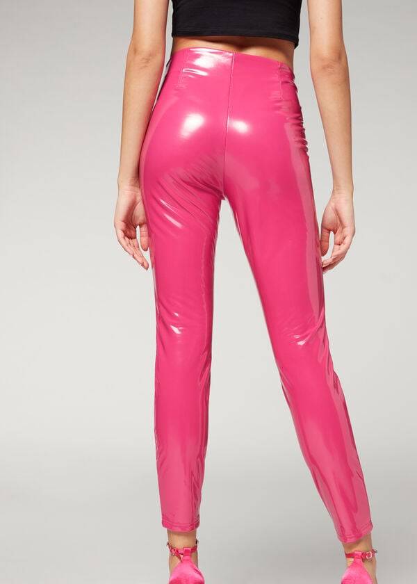 Calzedonia Mager in Thermal Vinyl Broek Dames Roze | NL1452NB