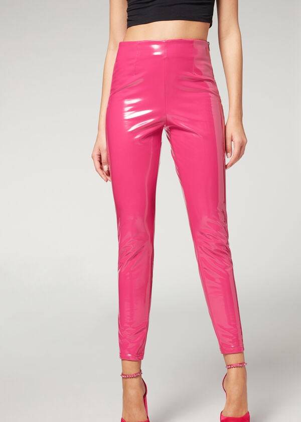 Calzedonia Mager in Thermal Vinyl Broek Dames Roze | NL1452NB