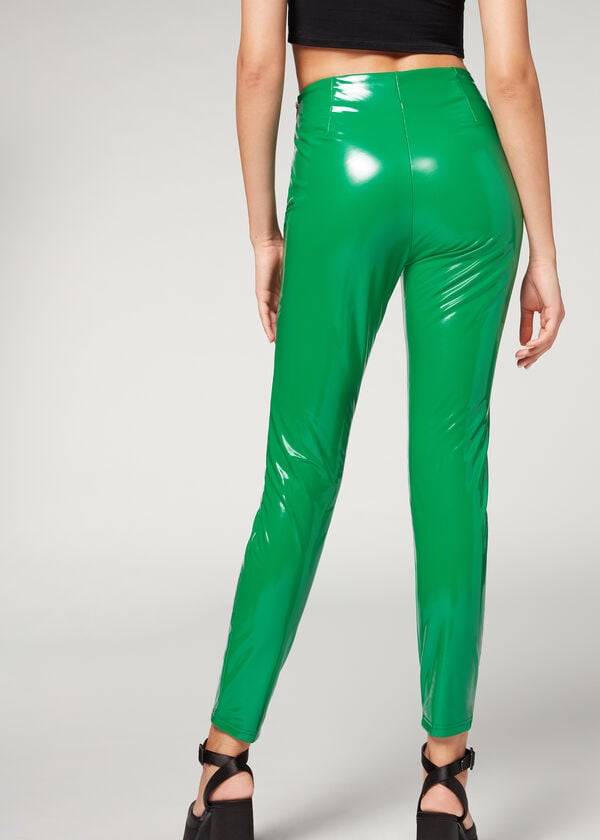 Calzedonia Mager in Thermal Vinyl Broek Dames Groen | NL1454QZ