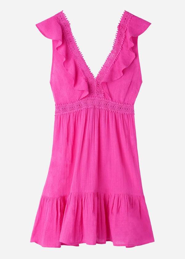 Calzedonia Mini Jurken with Ruffle and Passementerie Cover-ups Dames Roze | NL2083YU