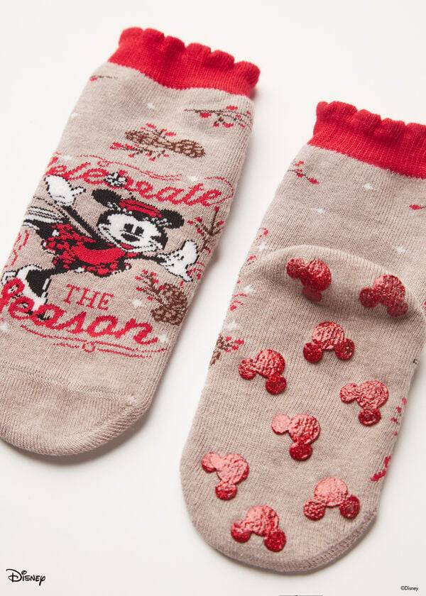 Calzedonia Non-slip Disney Minnie Mouse Christmas Kort Sokken Kinderen Bruin | NL1000MA