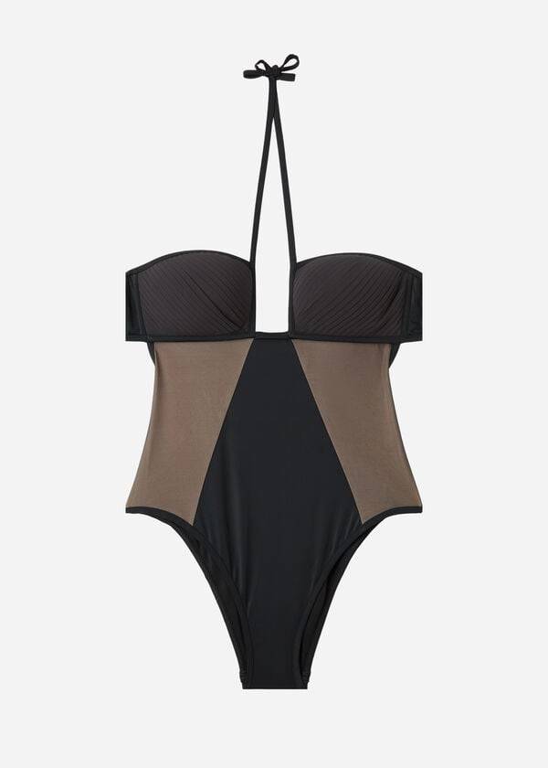 Calzedonia One Piece Tulle Insert Tokyo Badpakken Dames Zwart | NL2020XF