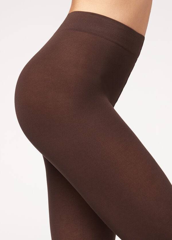 Calzedonia Opaque 100 Denier Katoenen and Microfiber Hardloopbroek Dames Koffie | NL3138HK