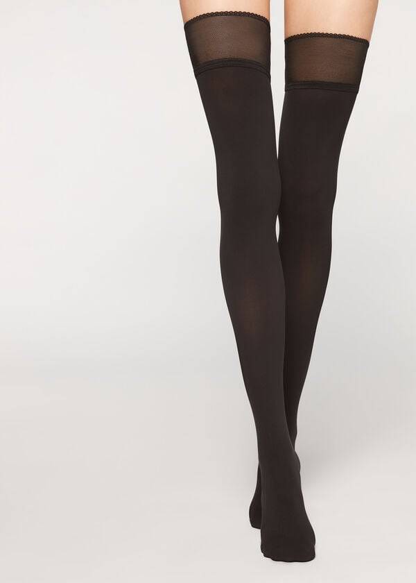 Calzedonia Opaque soft touch Thigh-Highs Kousen Dames Zwart | NL2923MA