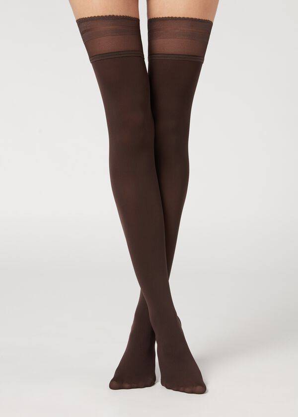 Calzedonia Opaque soft touch Thigh-Highs Kousen Dames Koffie | NL2924NB