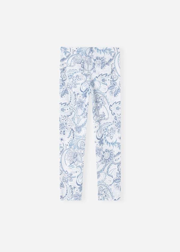 Calzedonia Paisley-Print Denim Leggings Kinderen Wit Blauw | NL1055KI