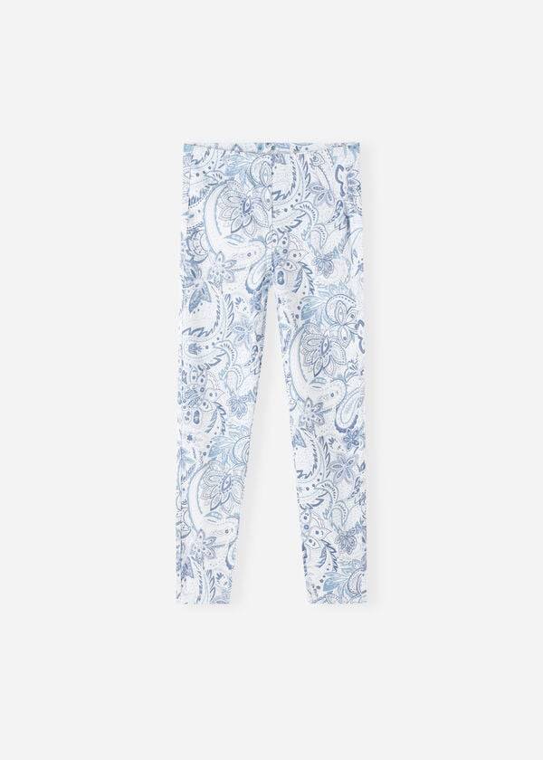 Calzedonia Paisley-Print Denim Leggings Kinderen Wit Blauw | NL1055KI