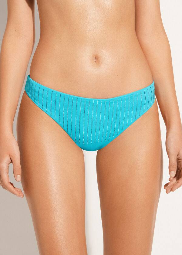 Calzedonia Rhinestone Shanghai Bikinibroekjes Dames Turquoise Groen | NL2669FM