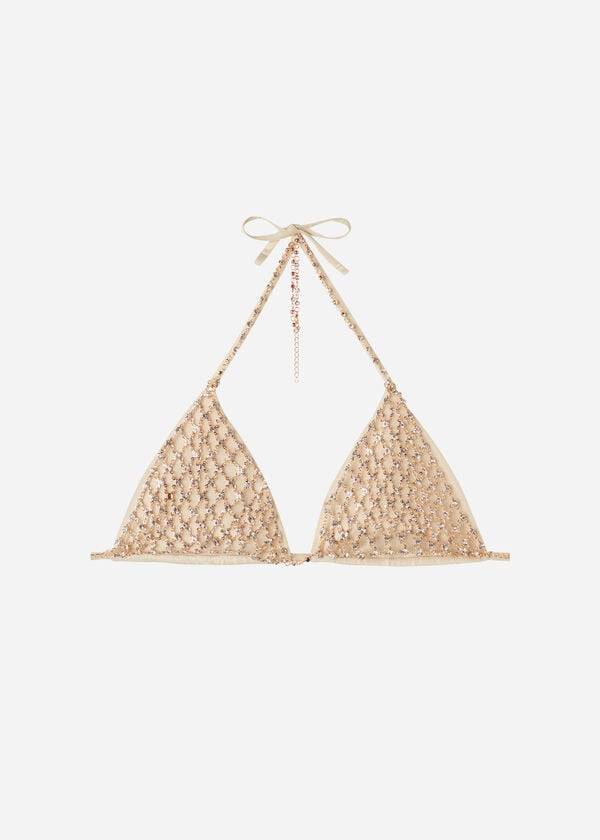 Calzedonia Rhinestone Triangle String Luxor Bikinitopjes Dames Goud | NL2233MA