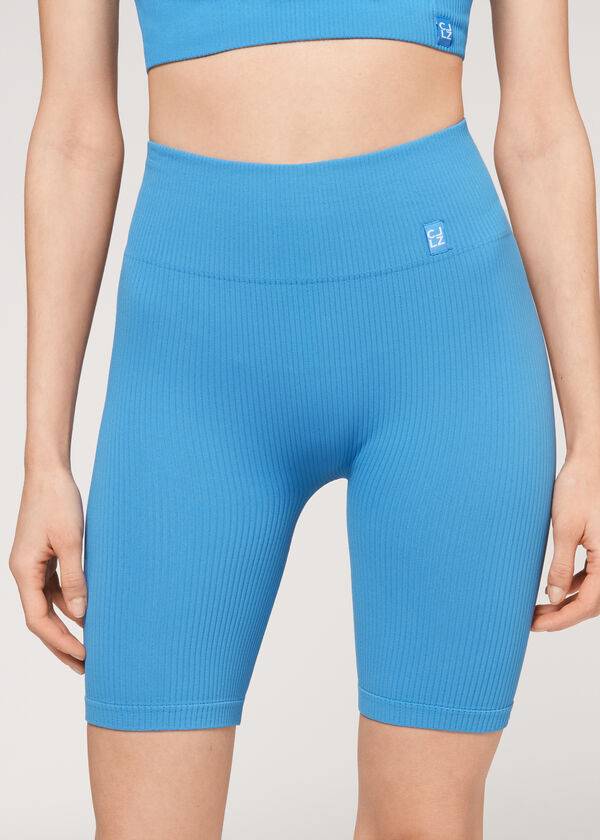 Calzedonia Seamless Atletische Bike Leggings Dames Blauw | NL1514OR