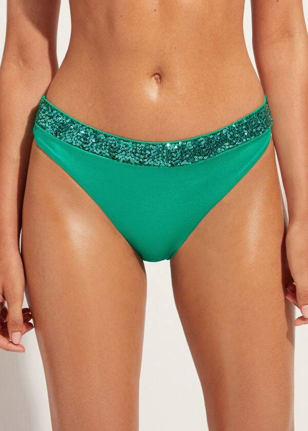 Calzedonia Sequined Cannes Bikinibroekjes Dames Groen | NL2655WY